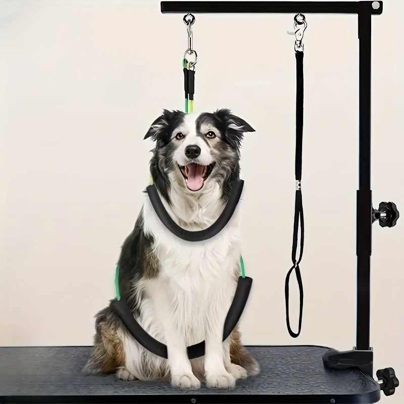 Support durable de toilettage de chien avec la boucle Noose pour le toilettage d'animal familier se baignant Bras réglable de toilettage d'animal familier de taille avec la bride pour de grands et petits chiens, acier inoxydable