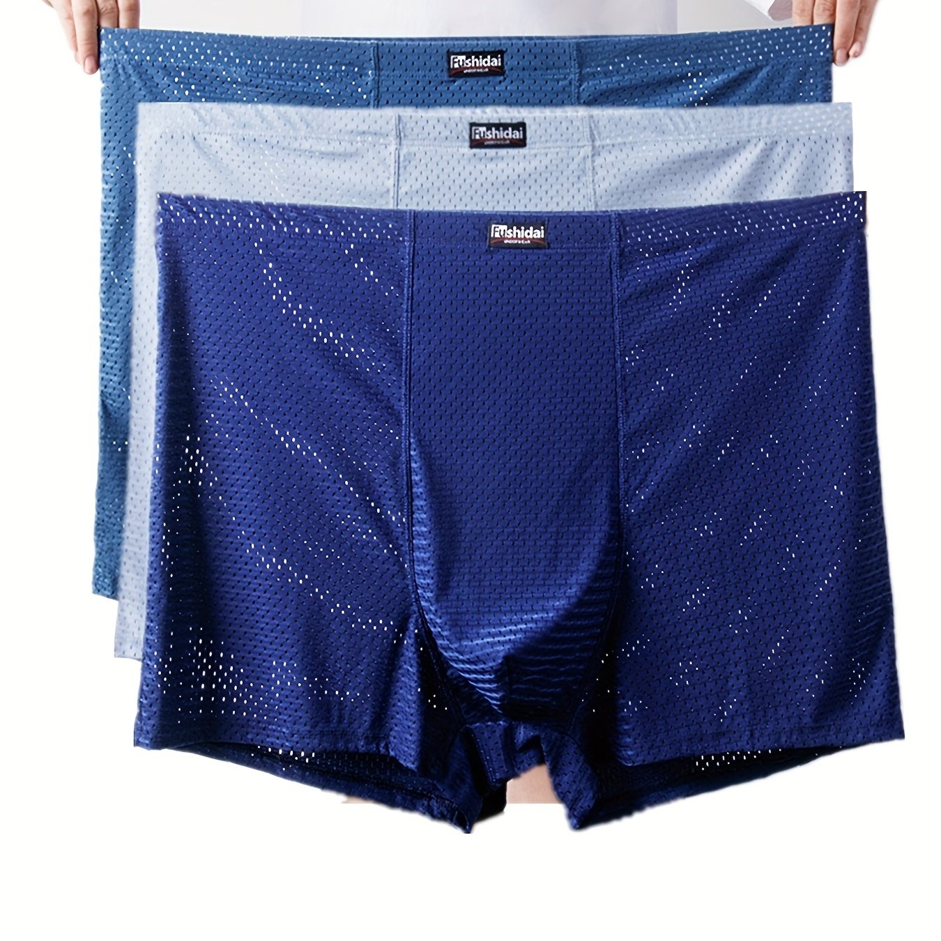 3 peças cuecas boxer masculinas plus size, malha respirável, macia e confortável, cuecas boxer elásticas, seda gelada, cuecas boxer legais para o verão, roupa íntima masculina