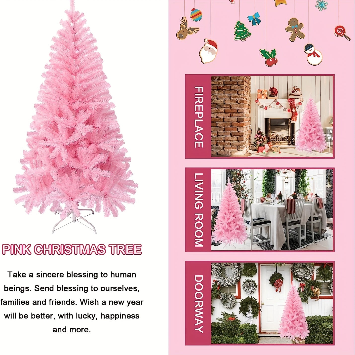 1pc, Christmas Pink Christmas Tree, Household Nude Tree Pink Snow Scene Arrangement, Scene Decor, Festivals Decor, Room Decor, Corridors Decor, Window Decor, Offices Decor, Christmas Decor