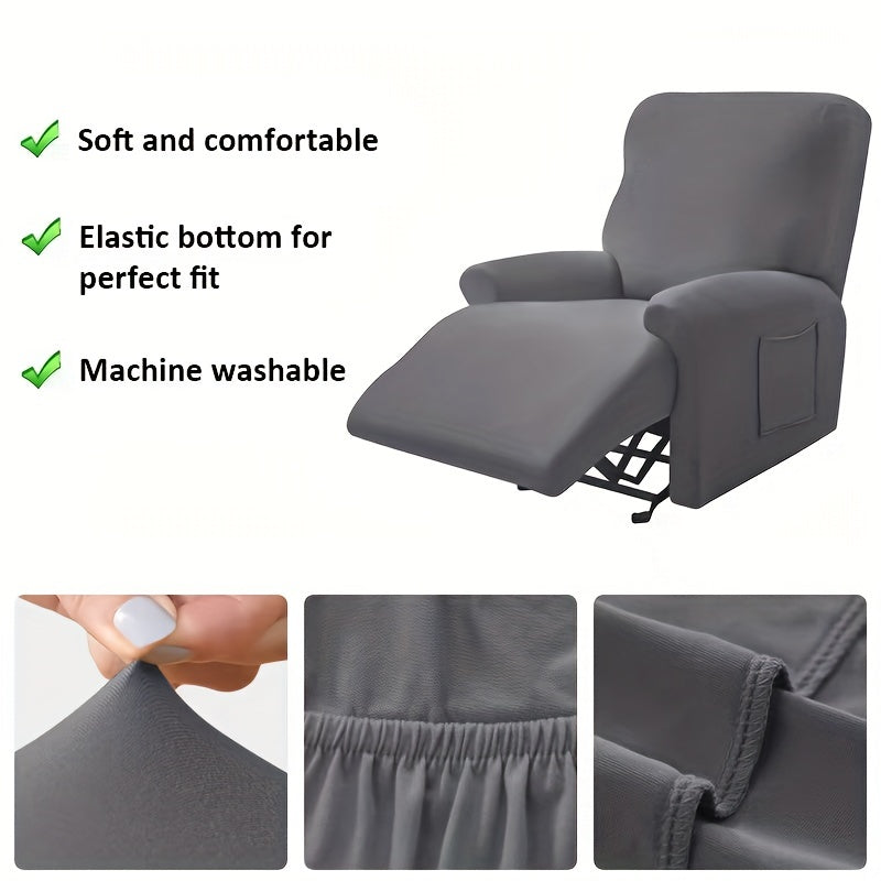 4pcs Waterproof Milk Silk Armchair Slipcover With Pocket, Non-slip Sofa Cover, Furniture Protector For Bedroom Office Living Room Home Decor