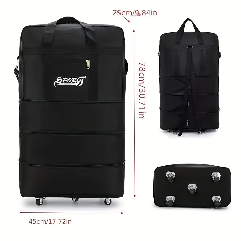 Simple Letter Patttern Luggage Bag With Wheels, Lightweight Versatile Duffle Bag, Travel Storage Bag