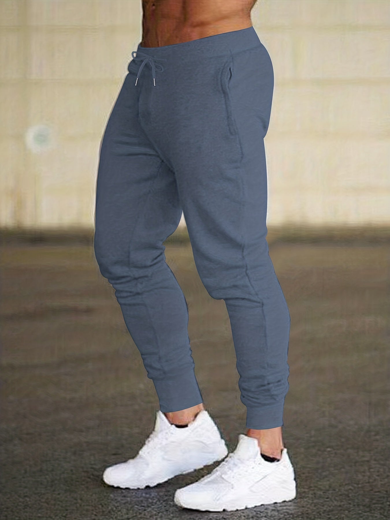 Joggers design classique, hommes décontracté taille extensible cordon mince pantalons de sport pantalons de survêtement pour le printemps été