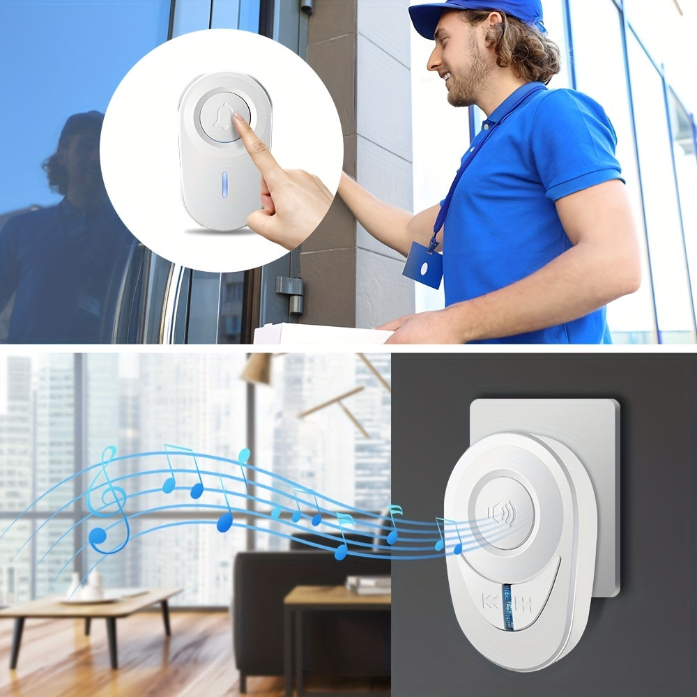 1000 Feet Wireless Doorbell Outdoor Waterproof Smart Home Door Bell US Plug 48 Chords LED Flash Home Classroom Office Security Alarm