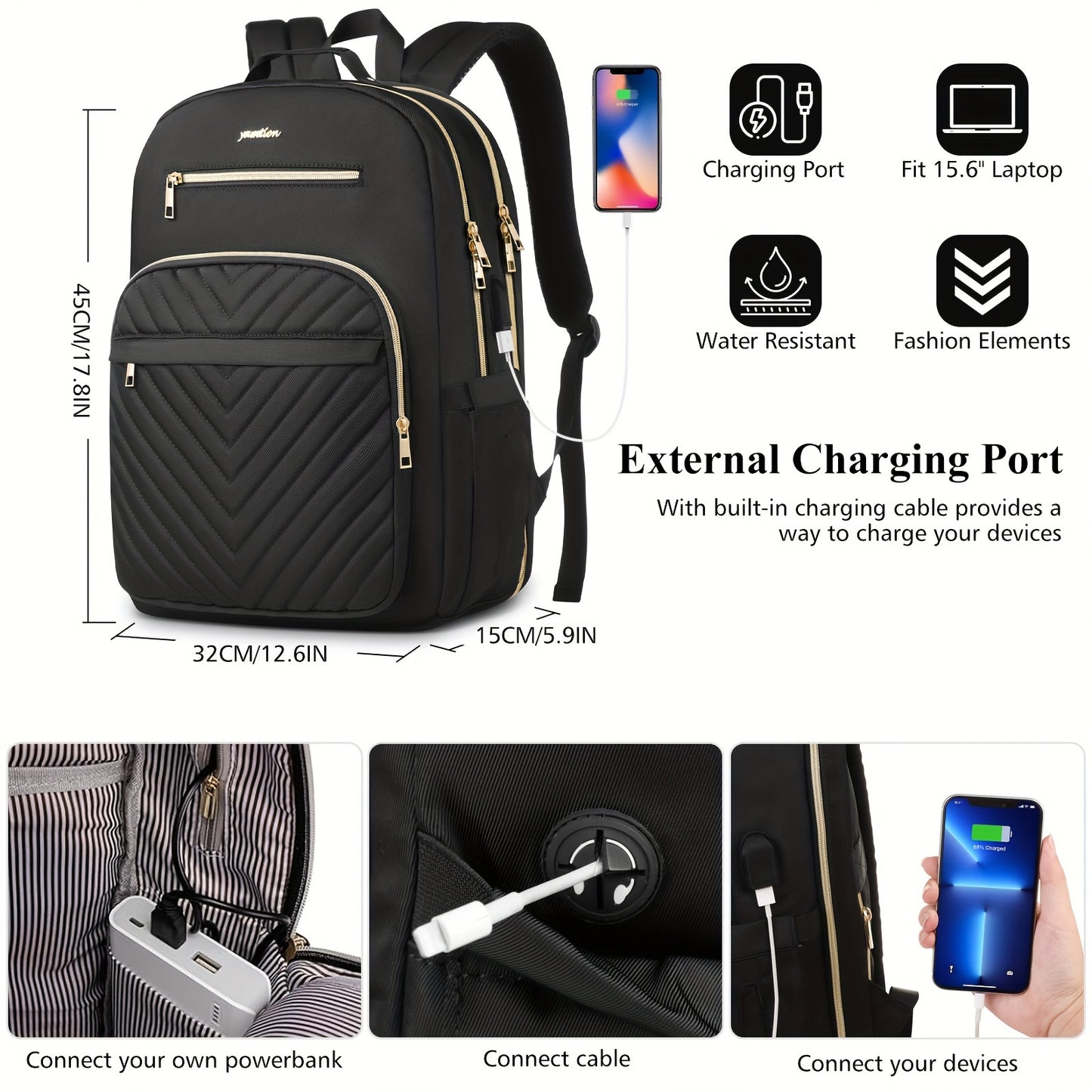 Trendy Wave Quilted Backpack, Large Capacity Multi-pocket Laptop Backpack, Perfect Women Knapsack For Leisure Travel, Work, School Commuting, School Bag、Book Bag