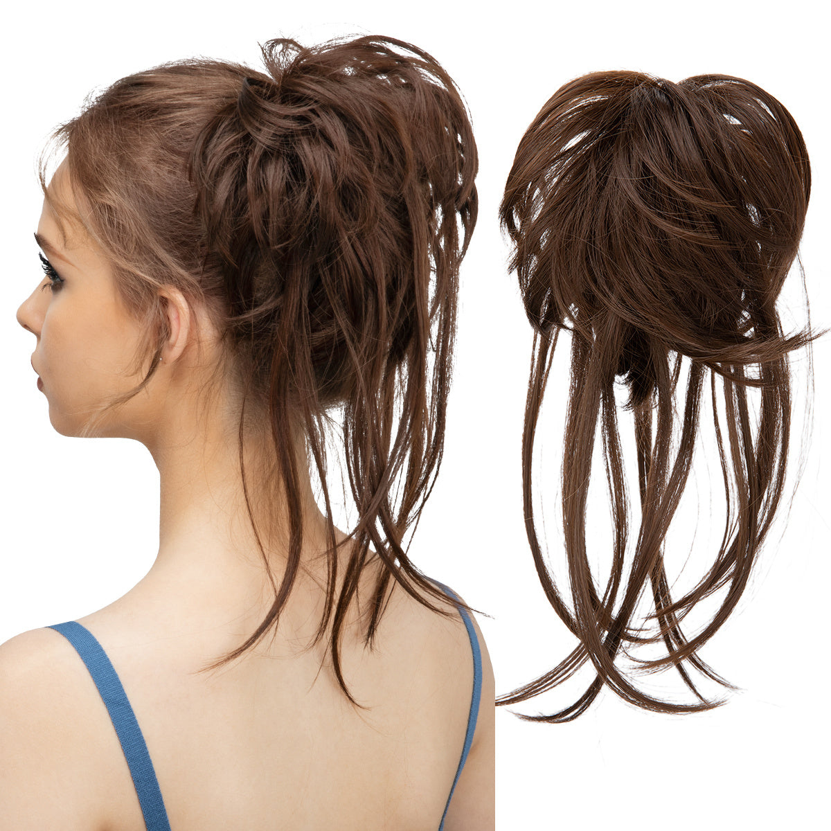 Peça de cabelo bagunçado para mulheres, super longo, desgrenhado, updo, scrunchies, sintético, ondulado, cacheado, extensão de rabo de cavalo, acessórios de cabelo