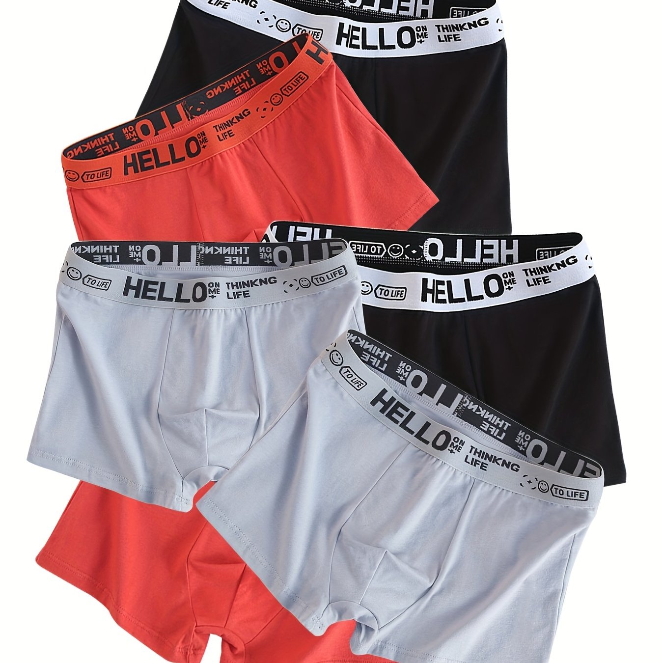 6pcs Calzoncillos boxer elásticos de algodón transpirable para hombres Color sólido Calzoncillos de algodón transpirable Ropa interior