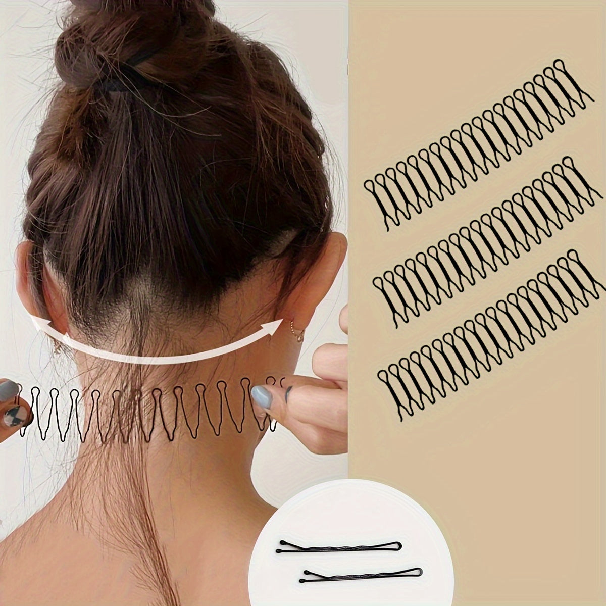 5 peças \u002Fset Garfo para aparar cabelos ondulados Ferramentas de pentear Pente fixador Alfinete de cabelo Grampos de pente ondulado Bobby Pins Suporte para mini franjas (para as quatro estações, mulheres, cabeleireiro)