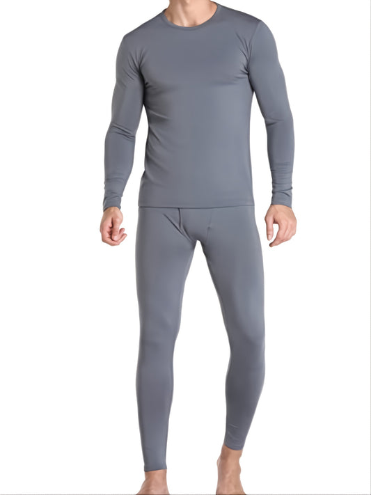 Ropa interior térmica Long John para hombre, conjuntos de capas base