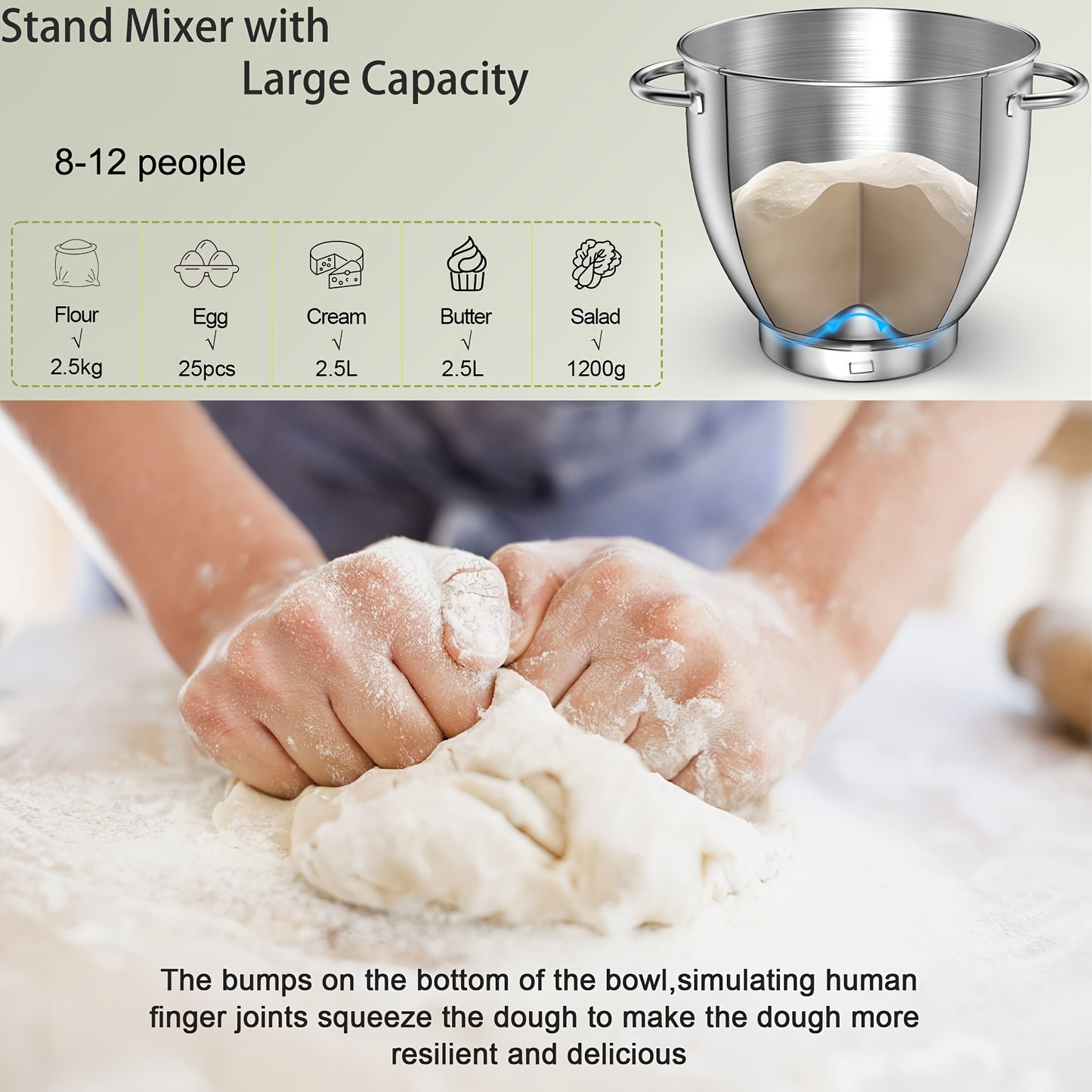 American Standard Kitchen Mixer: Bake Delicious Cakes & Biscuit with 1pc Vertical Mixer, Dough Hook, Splash Guard & Mixing Bowl!