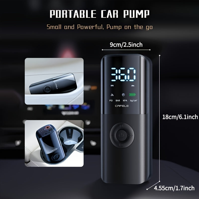 Portable Tire Inflator Air Compressor, 2X Faster Inflation, 150PSI Air Pump For Car Tire, Cordless Tire Inflator With 4000mAh Battery, Pressure Gauge