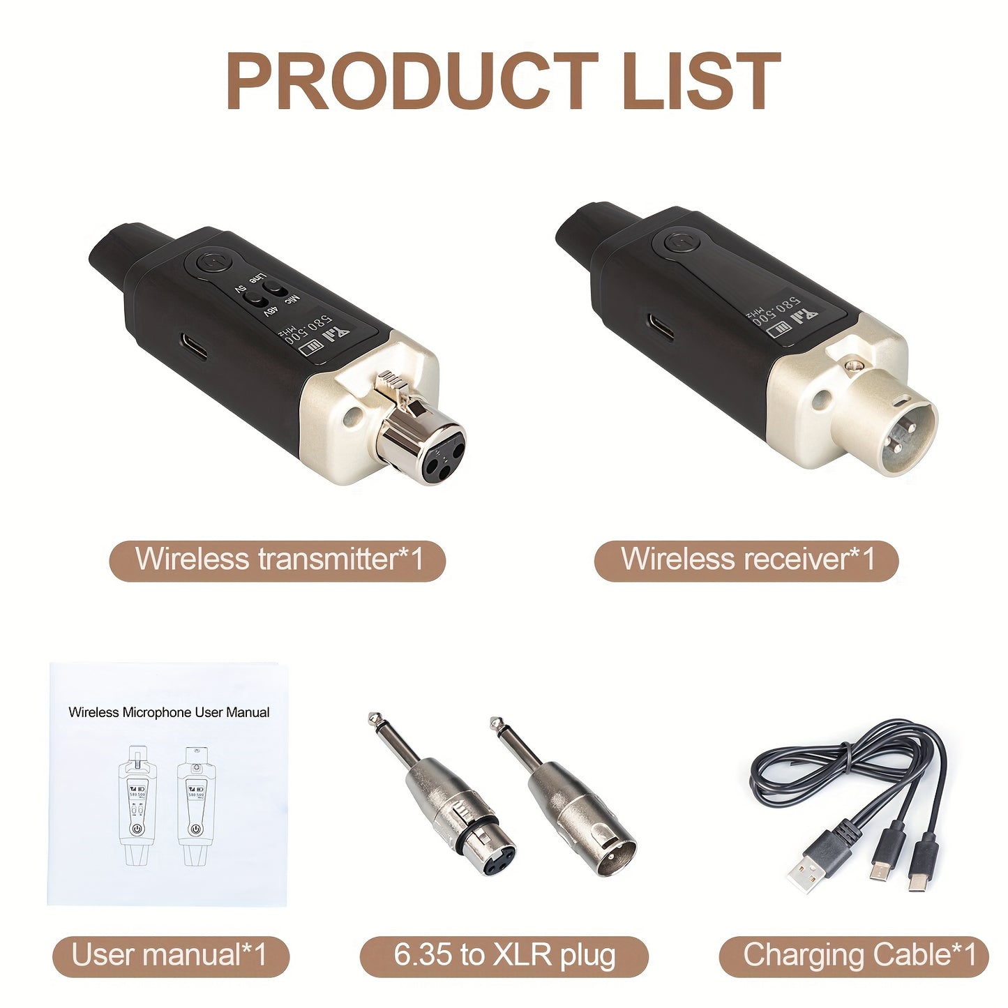 Depusheng T9 Transmissor de microfone sem fio Receptor Plug-on XLR Microfone Sistema sem fio para microfone dinâmico e condensador Mixer de áudio, sistema PA.