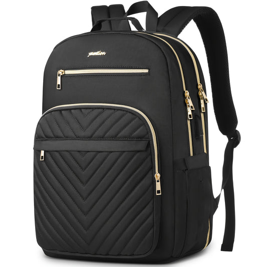 Trendy Wave Quilted Backpack, Large Capacity Multi-pocket Laptop Backpack, Perfect Women Knapsack For Leisure Travel, Work, School Commuting, School Bag、Book Bag