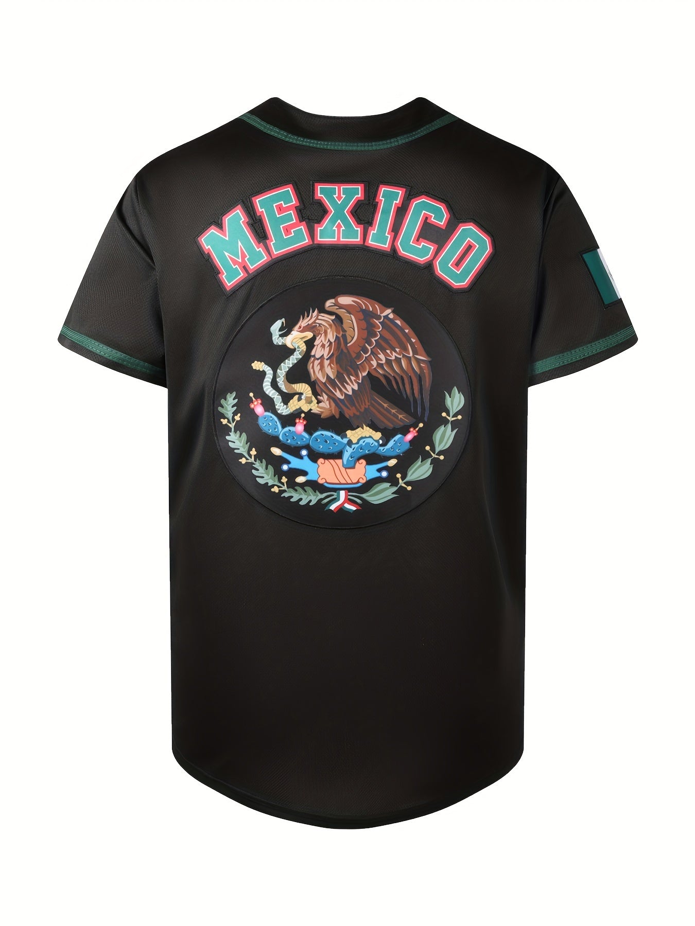 Plus Size Men's Mexico Eagle & Snake Graphic Print Jersey T-shirt For Sports\u002Fbaseball, Men's Clothing Outdoor