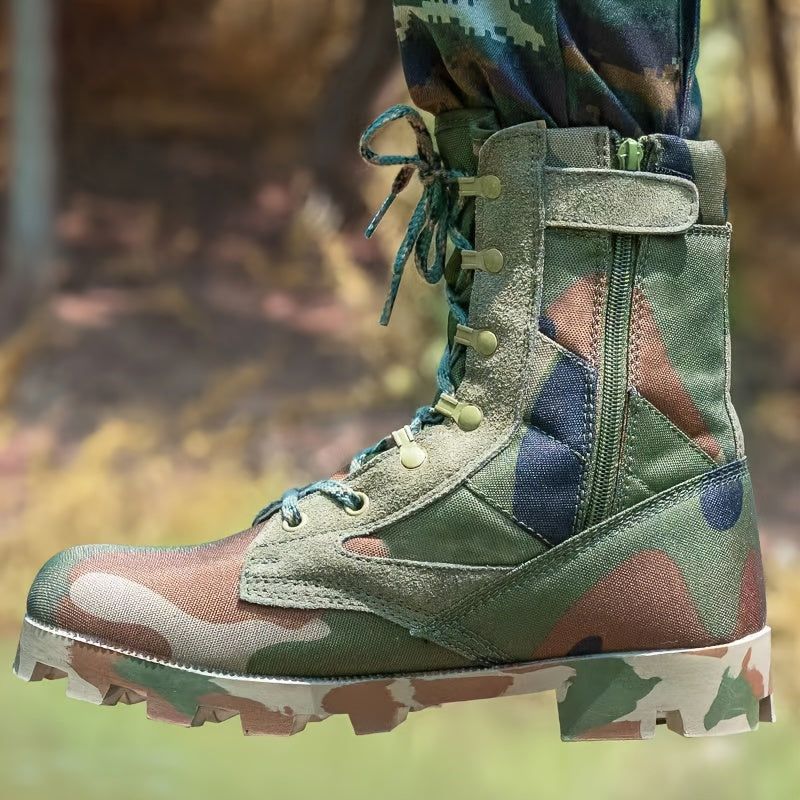 Botas de trabalho táticas militares com padrão de camuflagem masculina, botas duráveis confortáveis e confortáveis à prova d&#39;água para atividades ao ar livre