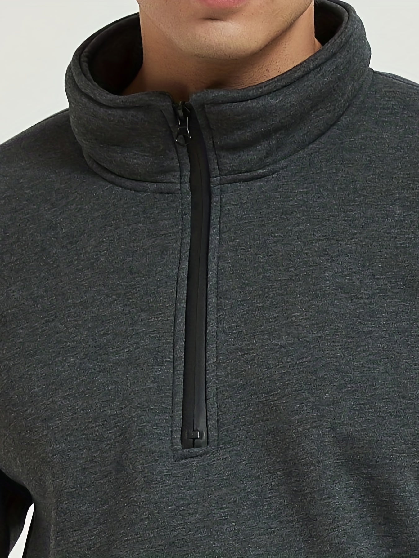 Plus Size Men's Band Collar Sweatshirt With Zipper For Sports\u002Foutdoor, Oversized Fashion Pullover For Autumn\u002Fwinter, Men's Clothing