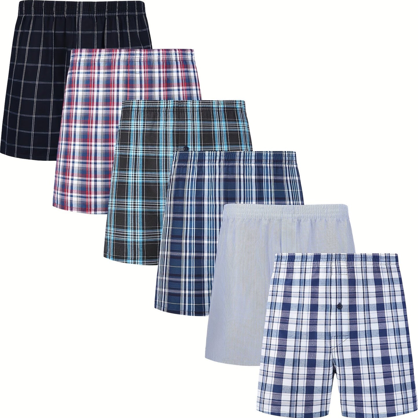 JupiterSecret 6\u002F10 Pcs Men's Woven Boxer Shorts Elastic Waistband Random Color