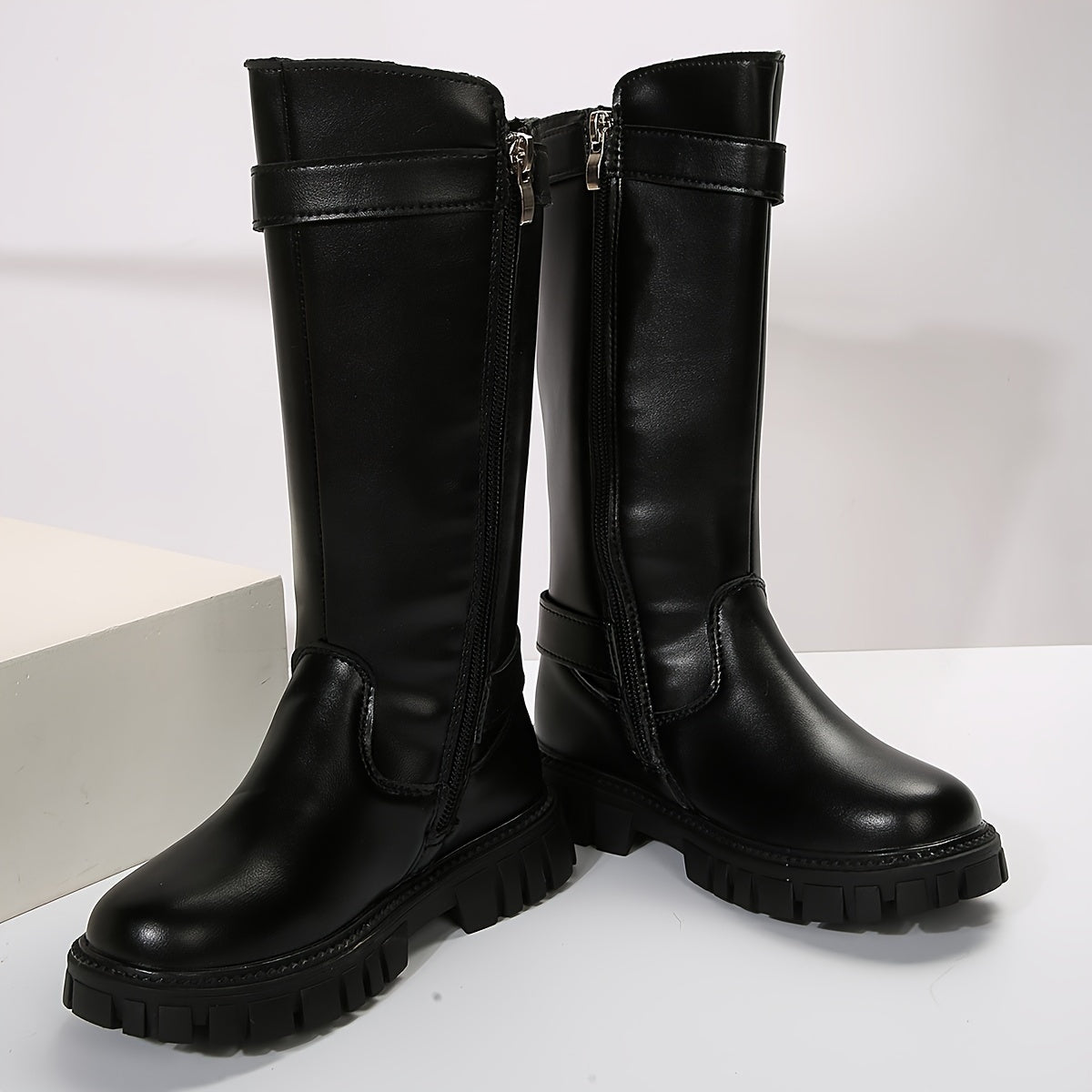 Elegante de moda más botas con la cremallera para las muchachas, botas ligeras del paño grueso y suave del resbalón no para el viaje, el otoño y el invierno al aire libre interior