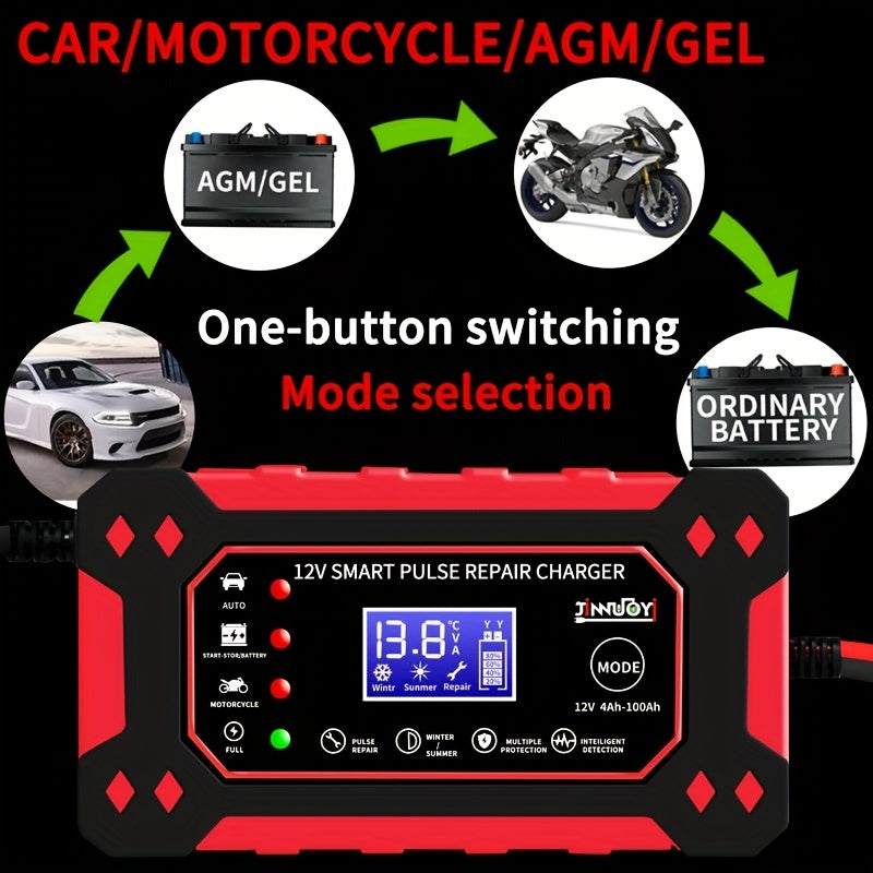 12V\u002F6A Full Automatic Car Battery Charger Pulse Repair Charger For Car Truck Motorcycle Lawn Mower AGM\u002FGel Lead Acid Battery