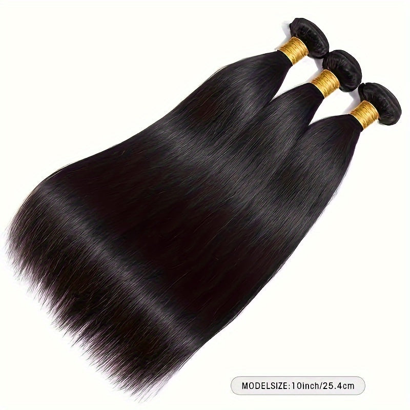 4 Bundles Straight Hair Bundles 4 Pieces 100% Human Hair Extensions For Women 8 10 12 14 Inch Brazilian Virgin Straight Human Hair Bundles Weavings For Women