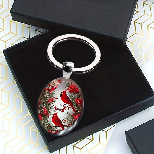 Cardinal Bird Keychain Cute Alloy Key Chain Ring Purse Bag Backpack Charm Accessories Jewelry Gift