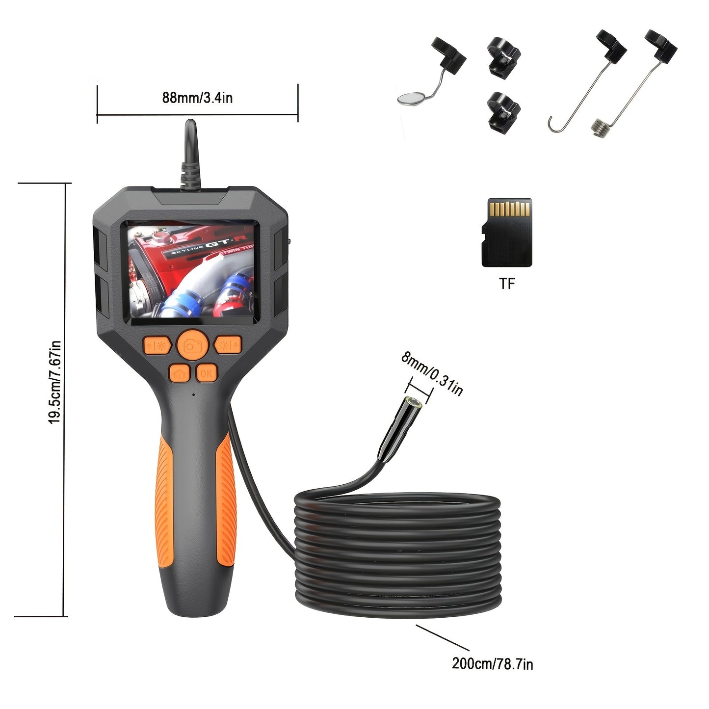 كاميرا التفتيش مع الضوء ، Borescope الصناعية الرقمية ، منظار الفيديو ، كاميرا نطاق 2.8 \