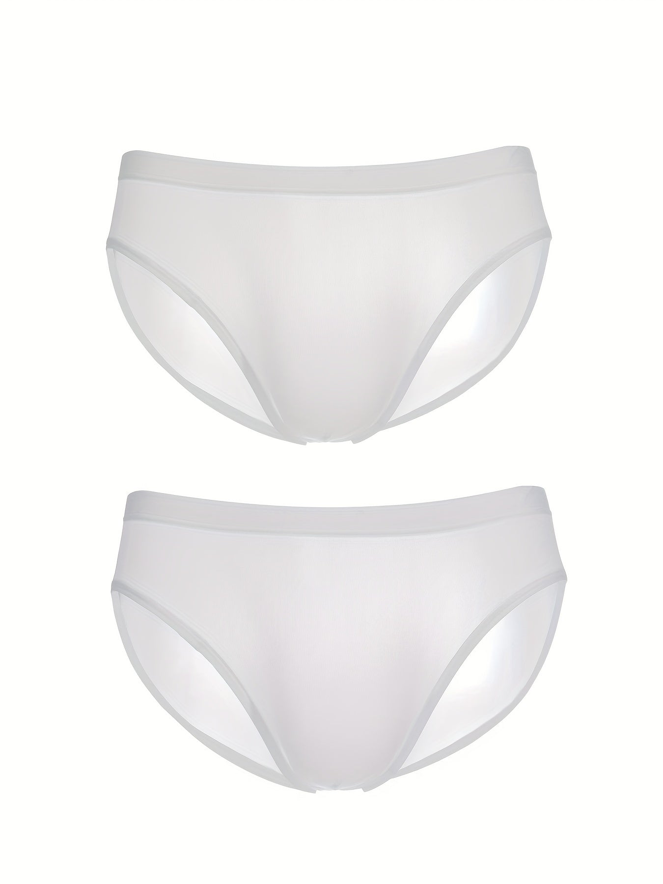 Cuecas masculinas de seda gelada, 2 peças, leve, respirável, confortável, elástica, para o verão, roupa íntima masculina para o verão, branco + branco