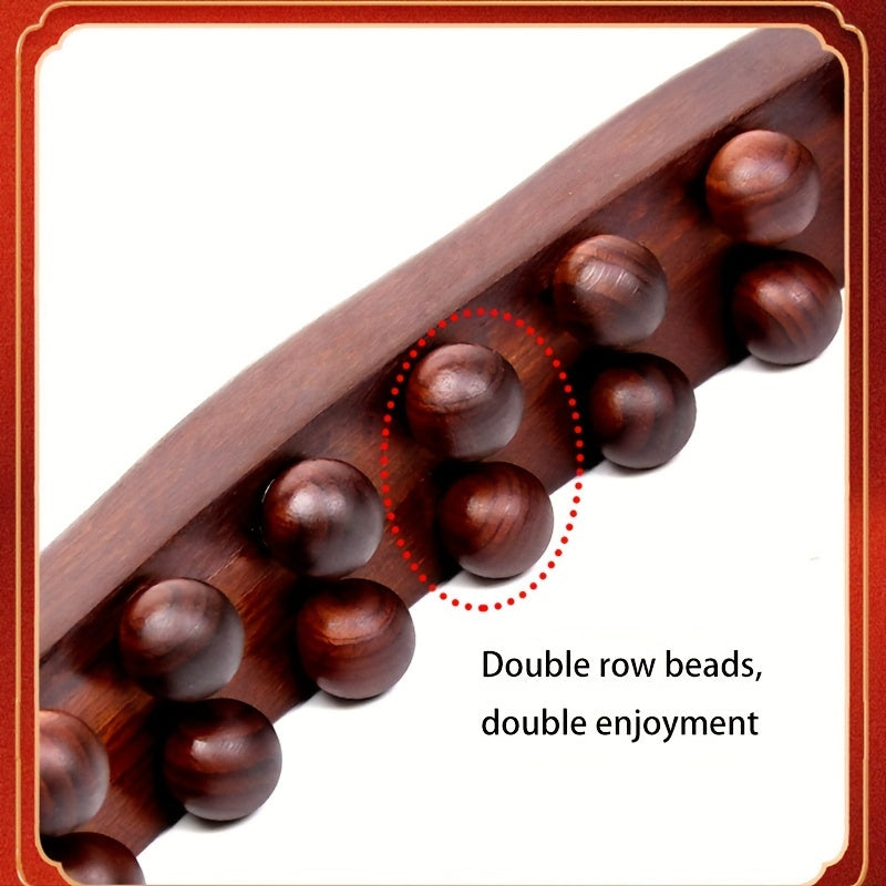 1pc Double Row Of 20 Beads Massage Stick, Carbonization Massage Stick, One Universal Scraping Stomach Rubbing Abdomen Professional Meridian Stick