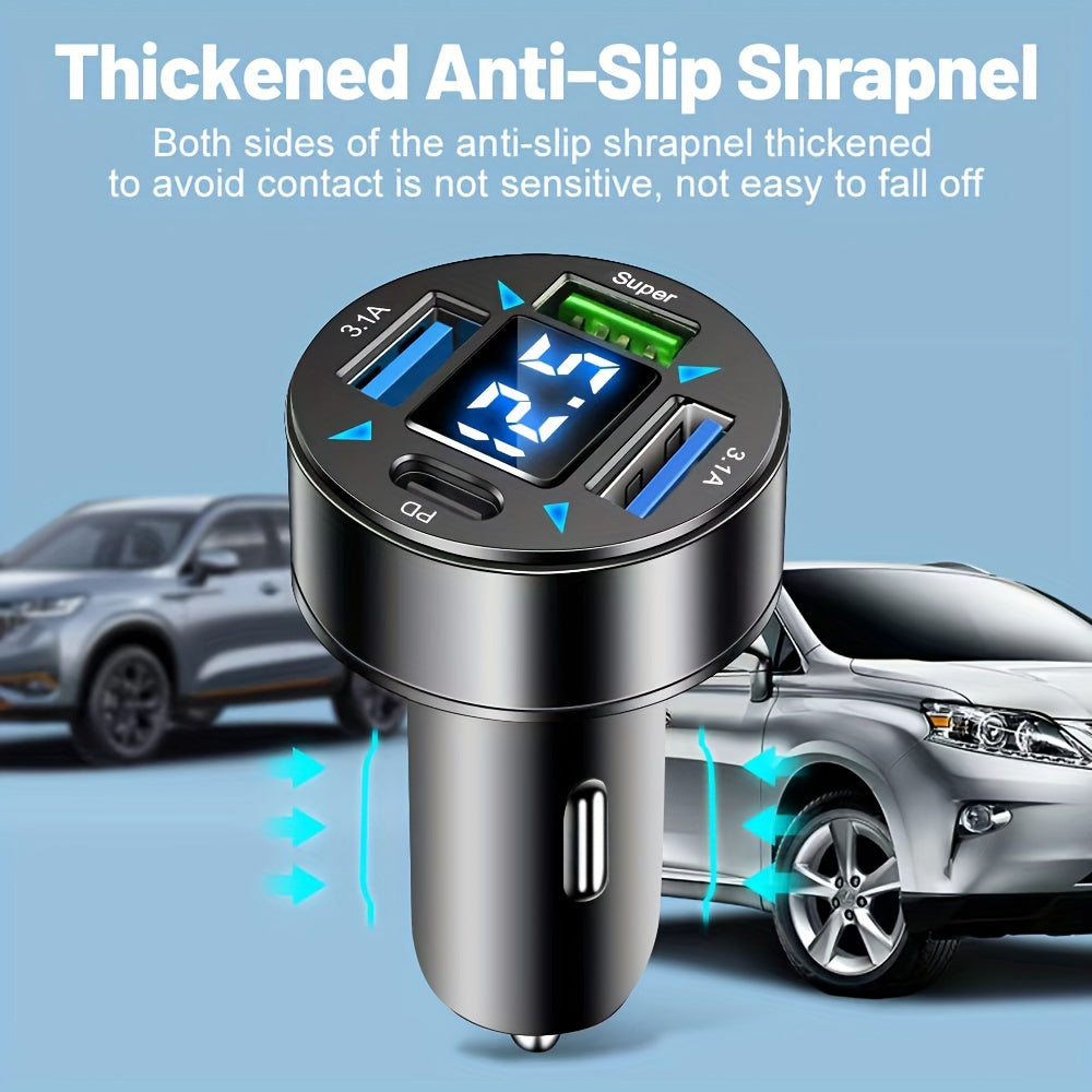 66W 4-port USB Car Charger Fast Charging PD Fast Charging 3.0 USB C Car Phone Charger Adapter