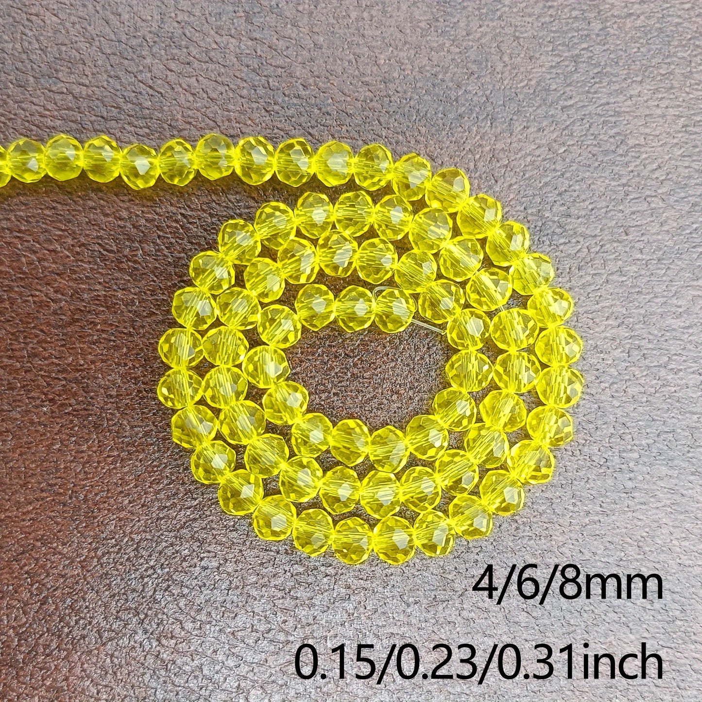 120\u002F85\u002F65pcs 4\u002F6\u002F8mm Faceted Yellow Artificial Crystal Beads For DIY Bracelet Necklace Jewelry Making Supplies