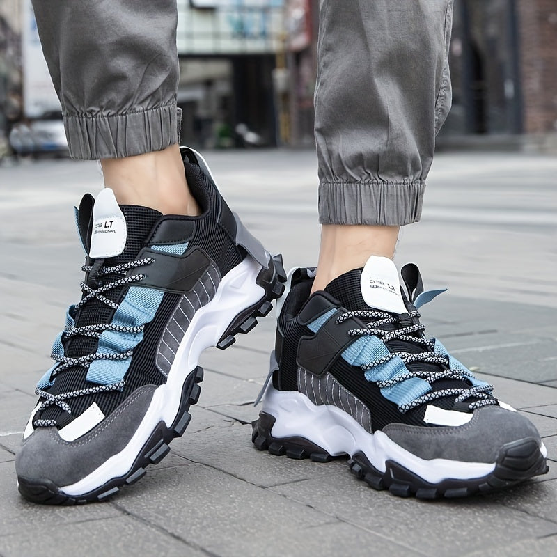 Men's Running Shoes Lace-up Chunky Sneakers - Athletic Shoes - Shock Absorbing And Breathable