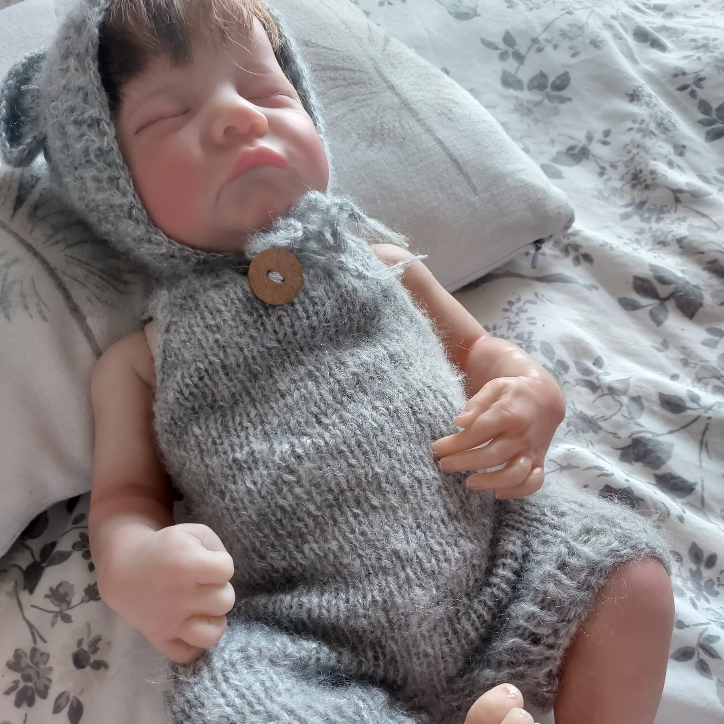 NPK 18inch Full Body Newborn Baby Doll Reborn Boy Sleeping Levi Flexible 3D Skin Tone With Visible Veins Hand Root Hair Doll