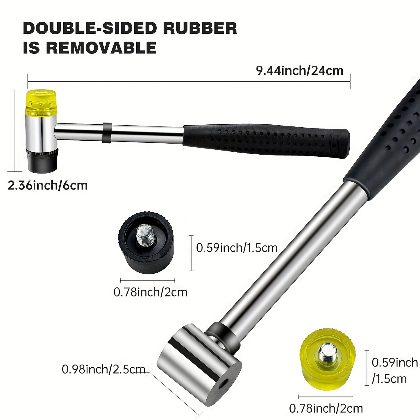 1pc Double-Sided Rubber Soft Head Hammer, Rubber Hammer, Jewelry Craftsman, Leather Crafts, Wood, Floor Installation