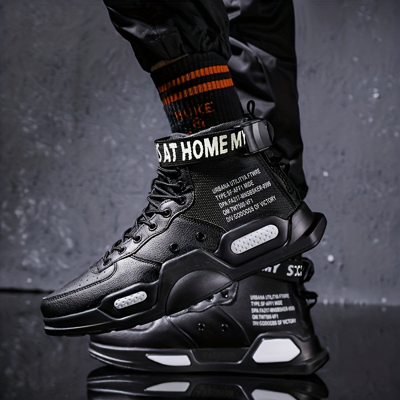 Chaussures de basket-ball haut tendance pour hommes, chaussures antidérapantes confortables à lacets à absorption des chocs pour les activités de plein air pour hommes