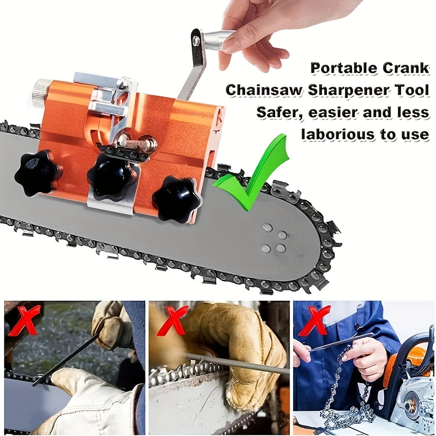 1 Set Chainsaw Sharpening Kit, Quick Chainsaw Sharpening Tool, Portable Chainsaw Sharpener Clamp, Manual Crank Chainsaw Blade Blade, Electric Chainsaw File\u002Fgrinder Accessories, For Various Chainsaws