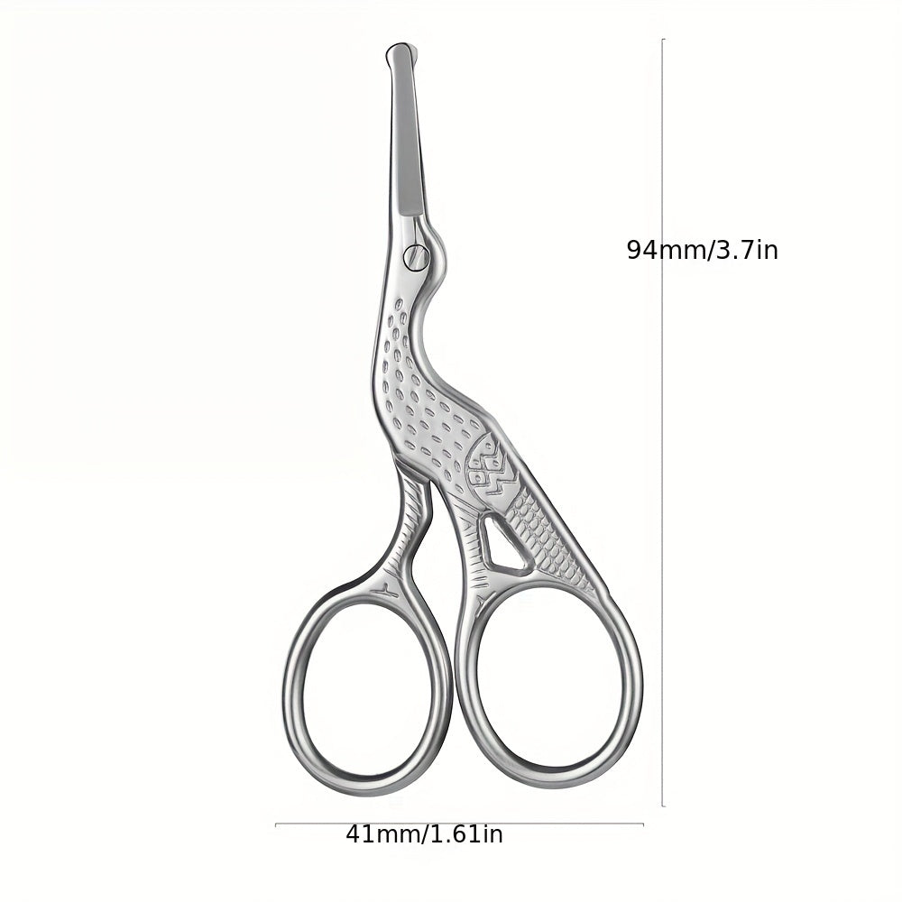 Safety Round Head Stainless Steel Nose Hair Scissors, Stork Type Beauty Scissors For Eyebrows, Nose Hair, Beard, Ear Hair, Stainless Steel Eyebrow Scissors, Men And Women Professional Facial Hair Scissors