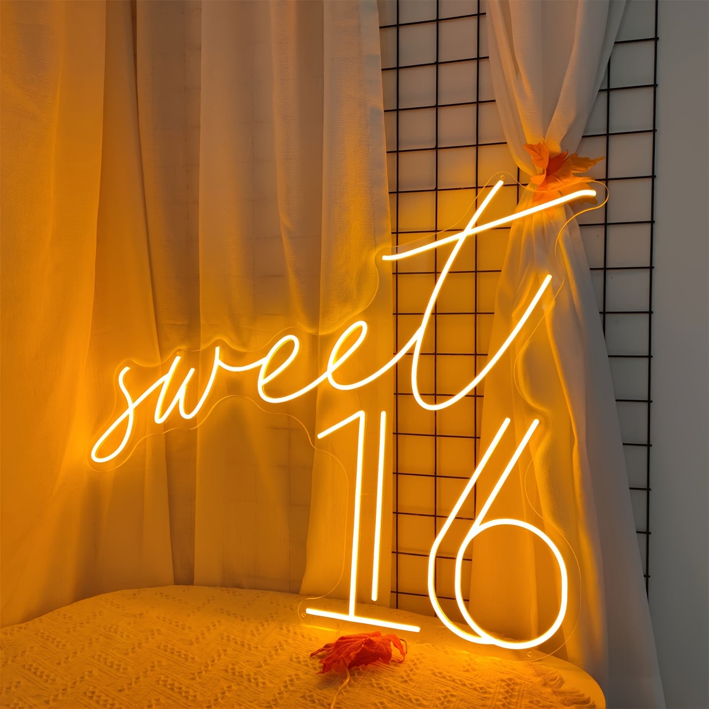 1pc Sweet 16 Neon Sign For Wall Decor, Led Neon Light For Bachelorette Party, Creative Neon Sign For Birthday Wedding Party