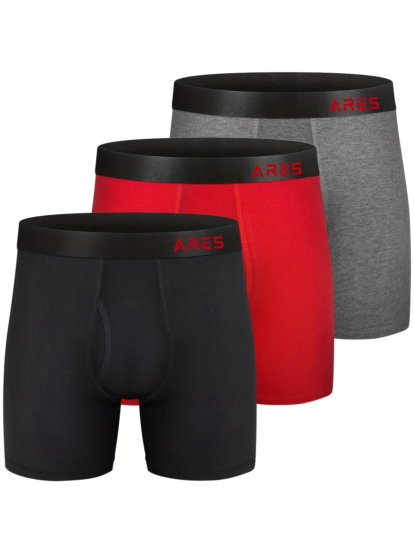 3 Stück Herren Bambus bequeme Seide lange Boxershorts, Mode Sport Slips, atmungsaktive bequeme Unterwäsche