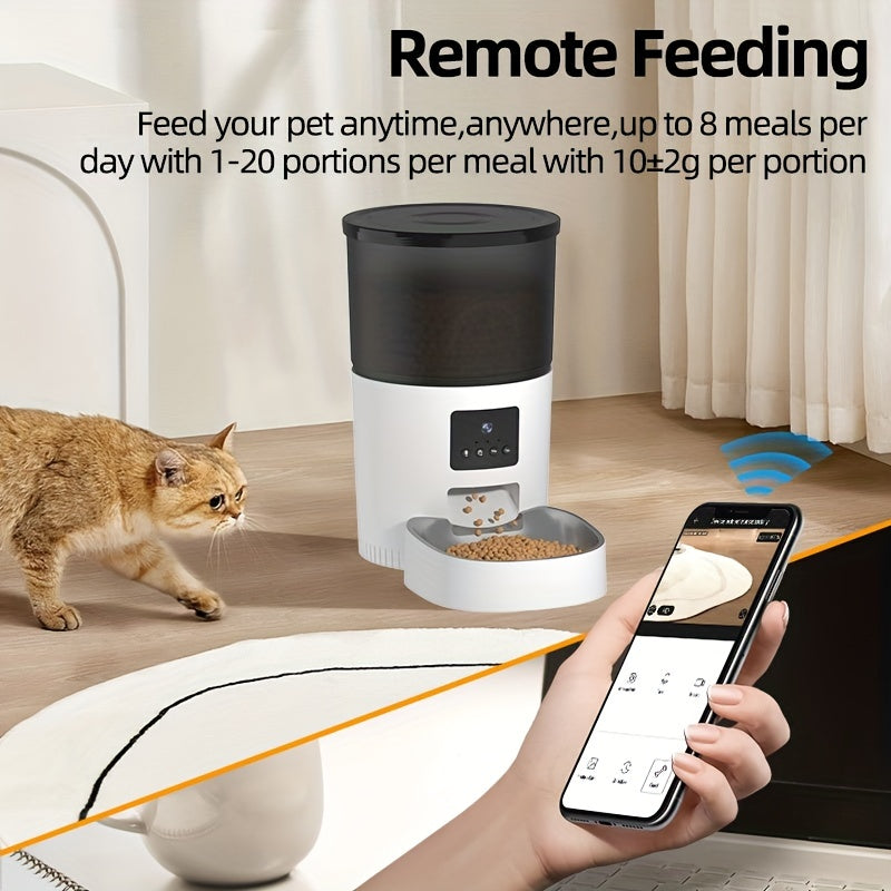 ROJECO Automatic Pet Feeder With Camera Dog Food Dispenser Smart WiFi Remote Control Pet Auto Feeder