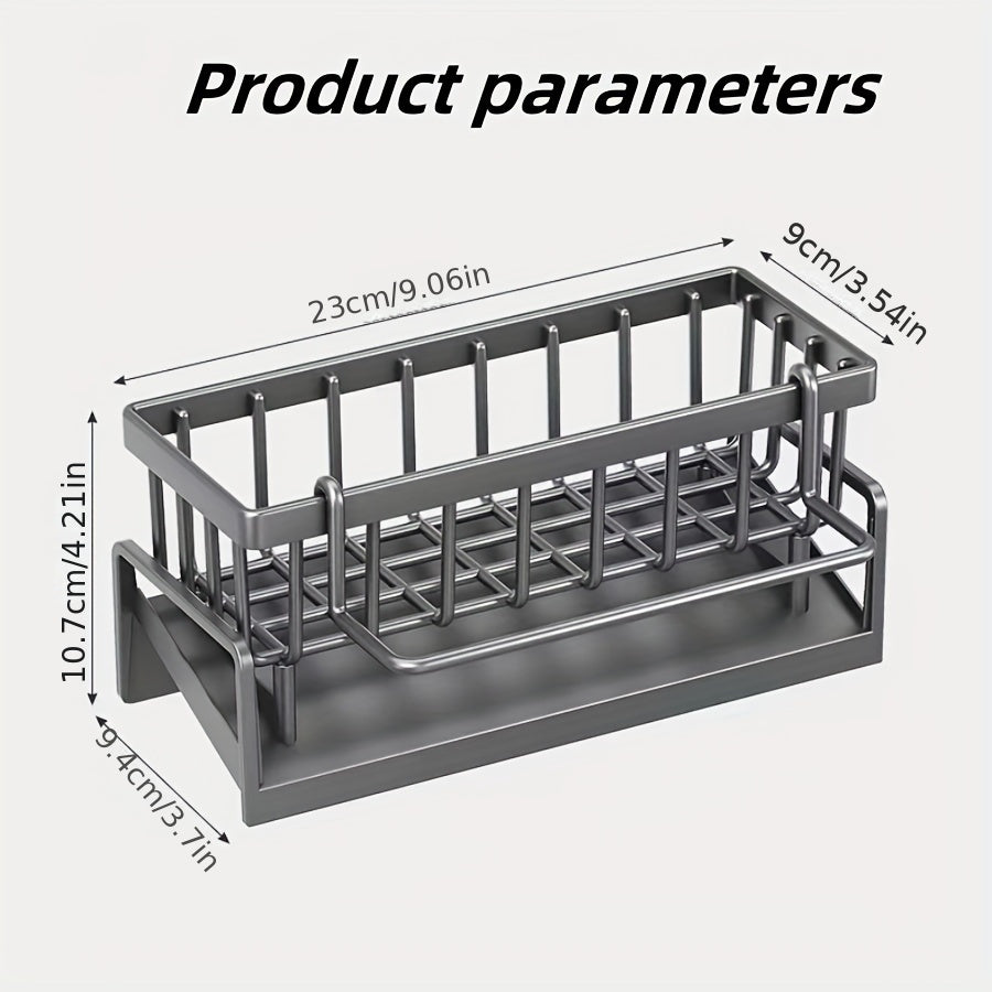 1pc Paño de plato y soportes de esponja, estante de almacenamiento de esponja de una sola capa con soporte de paño de plato, organizador de almacenamiento de ahorro de espacio de encimera, para cocina y baño sobre el fregadero, organizadores de cocina y a