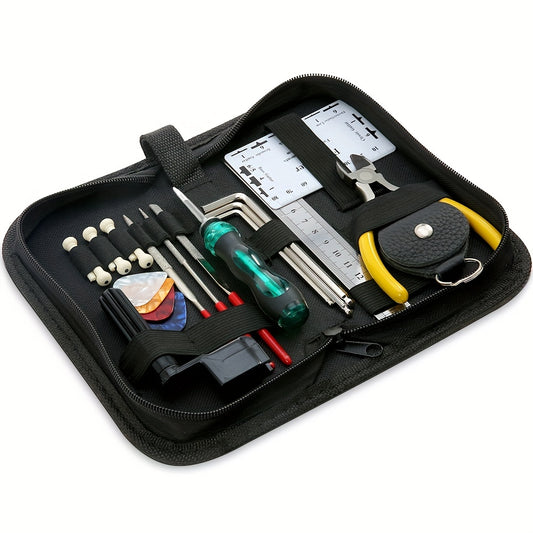 Kit completo de reparación de guitarra-Incluye herramienta de cambio de cuerda, llave de afinación, archivo, regla y bolsa de accesorios-Regalo perfecto para músicos y entusiastas de la guitarra