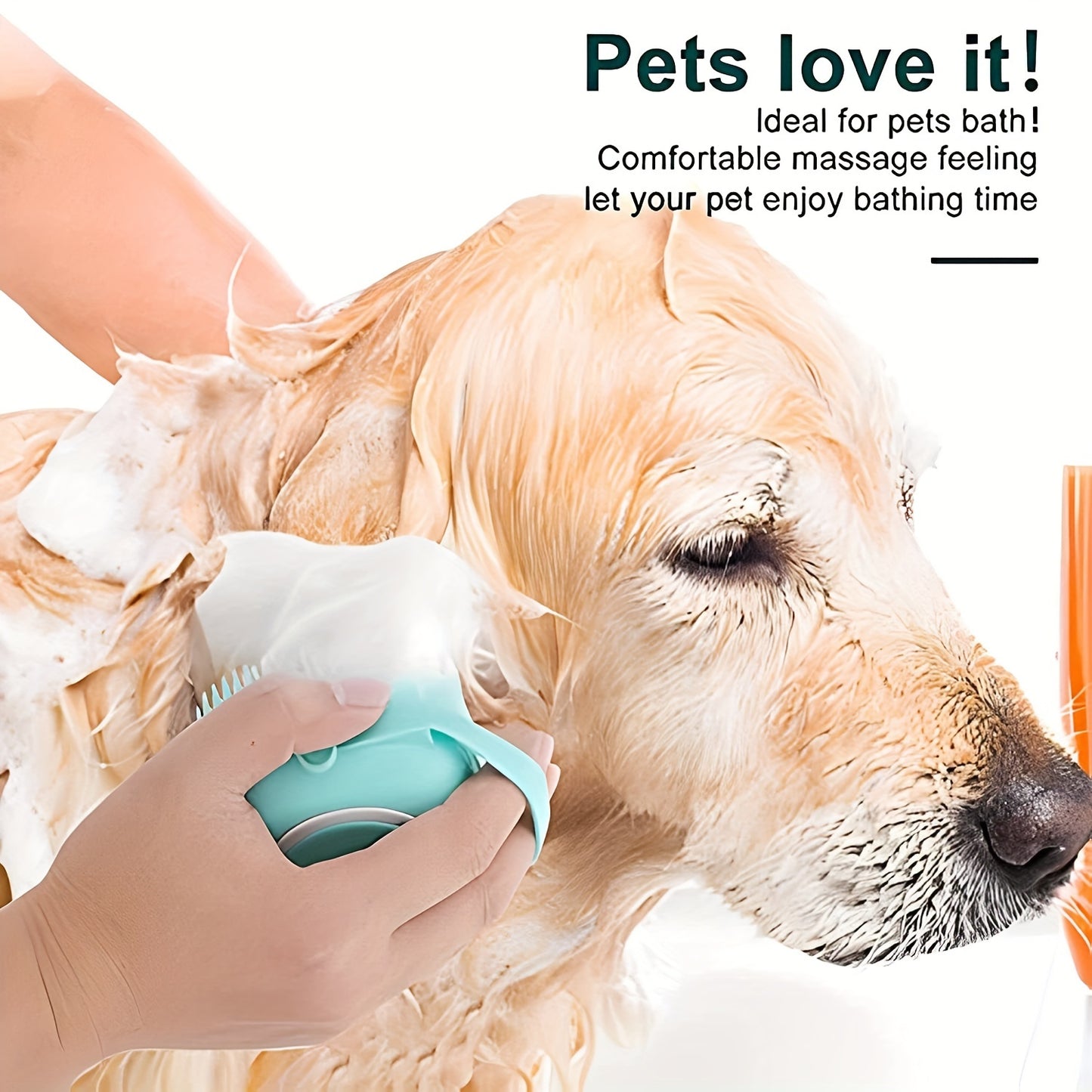 Soft Silicone Dog and Cat Bath Brush with Shampoo Dispenser - Gentle Massage for Grooming and Cleaning Fur and Hair