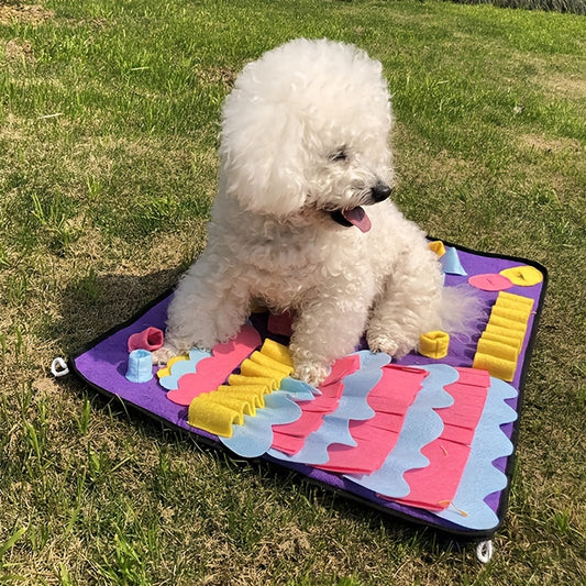 Pet Sniffing Mat For Dogs, Interactive Durable Dog Nose Work Training Mat Soft Fleece Dog Puzzle Foraging Mat With Non-slip Backing