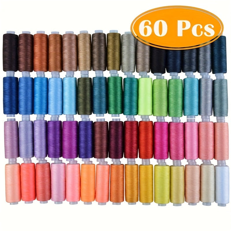 Ensemble de 60 couleurs, ensemble de fil à coudre, ensemble de fil à coudre maison, mélangé-couleur fil à coudre, 250 yard chaque rouleau, couture accessoires de fil à tricoter, cadeau idéal pour Halloween Noël nouvel an