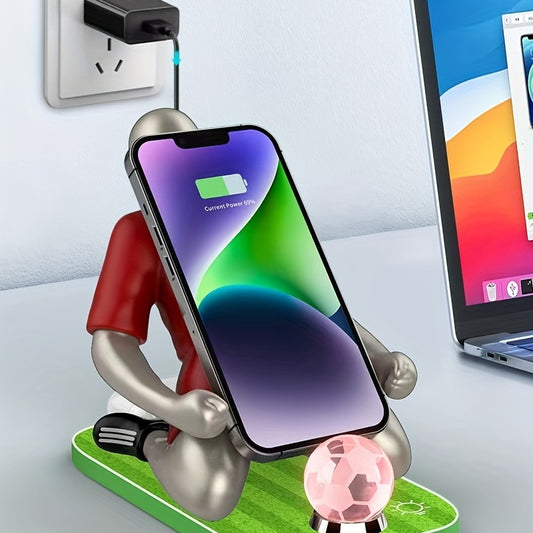 2-in-1 Wireless Charger Holder Fast Charge Automatic Induction Support For All Phones For Iphone\u002FSamsung\u002FXiaomi\u002FVivo Creative Football Fairy Desktop Wireless Ample Ball Night Wireless Charge