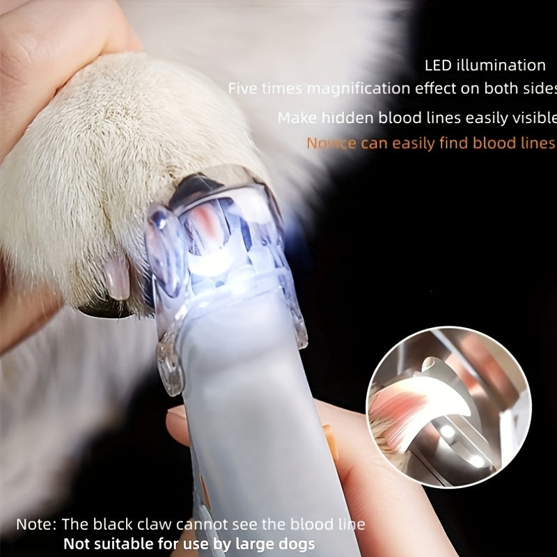 Cortador de unhas LED para animais de estimação com tesoura e polidor - tratamento fácil e seguro para cães e gatos