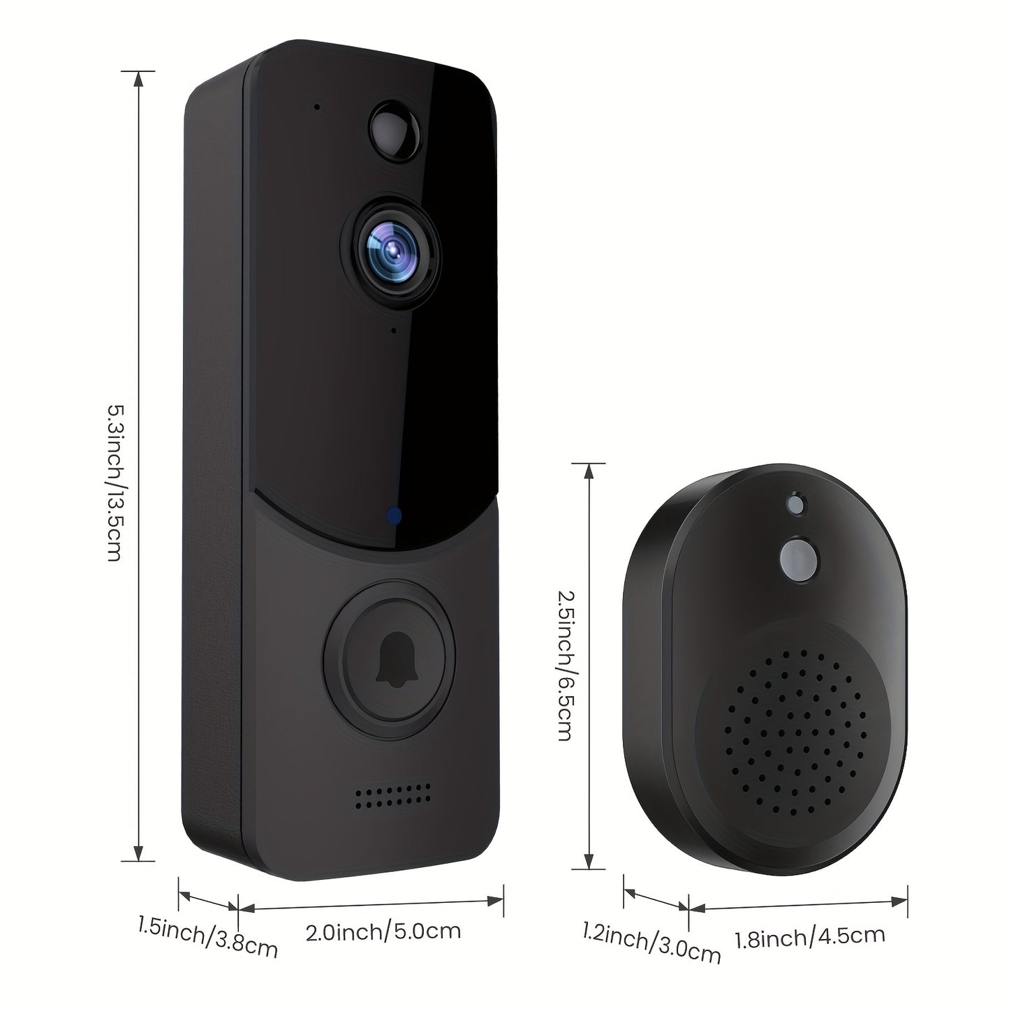 HD Doorbell Camera Wireless, Smart Camera With PIR Motion Detection, Two- Way Audio, Real Time Images, Built-in Light Night Vision, Cloud Storage, Rechargeable Battery 100% Wireless, 2.4 G WiFi Support, Easy To Install