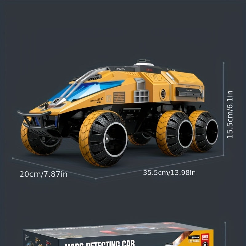 2.4G Fully Proportional RC Six Wheel Drive, Mars Exploration Toy Car, Can Launch Water Bombs For Remote Shooting, Hidden And Adjustable Turret For Cool Car Lights Exploration, Space Gift Toys