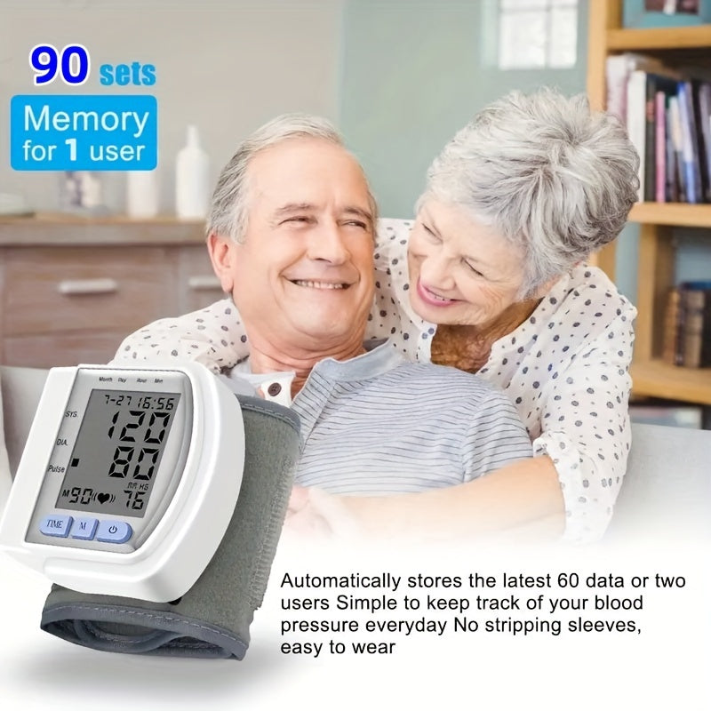 1pc Blood Pressure Machine Wrist Blood Pressure Monitor, LCD Adjustable Wrist Cuff Pulse Rate Monitor With Irregular Heart Beat Detection, Battery Not Included