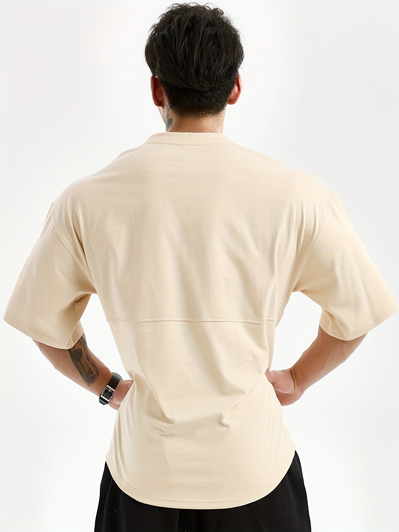 Camiseta Suelta Creativa Sólida para Hombre, Camiseta Deportiva Informal de Manga Corta con Cuello Redondo y Ligeramente Estirada para Correr, Ropa Deportiva para Hombre para Verano al Aire Libre