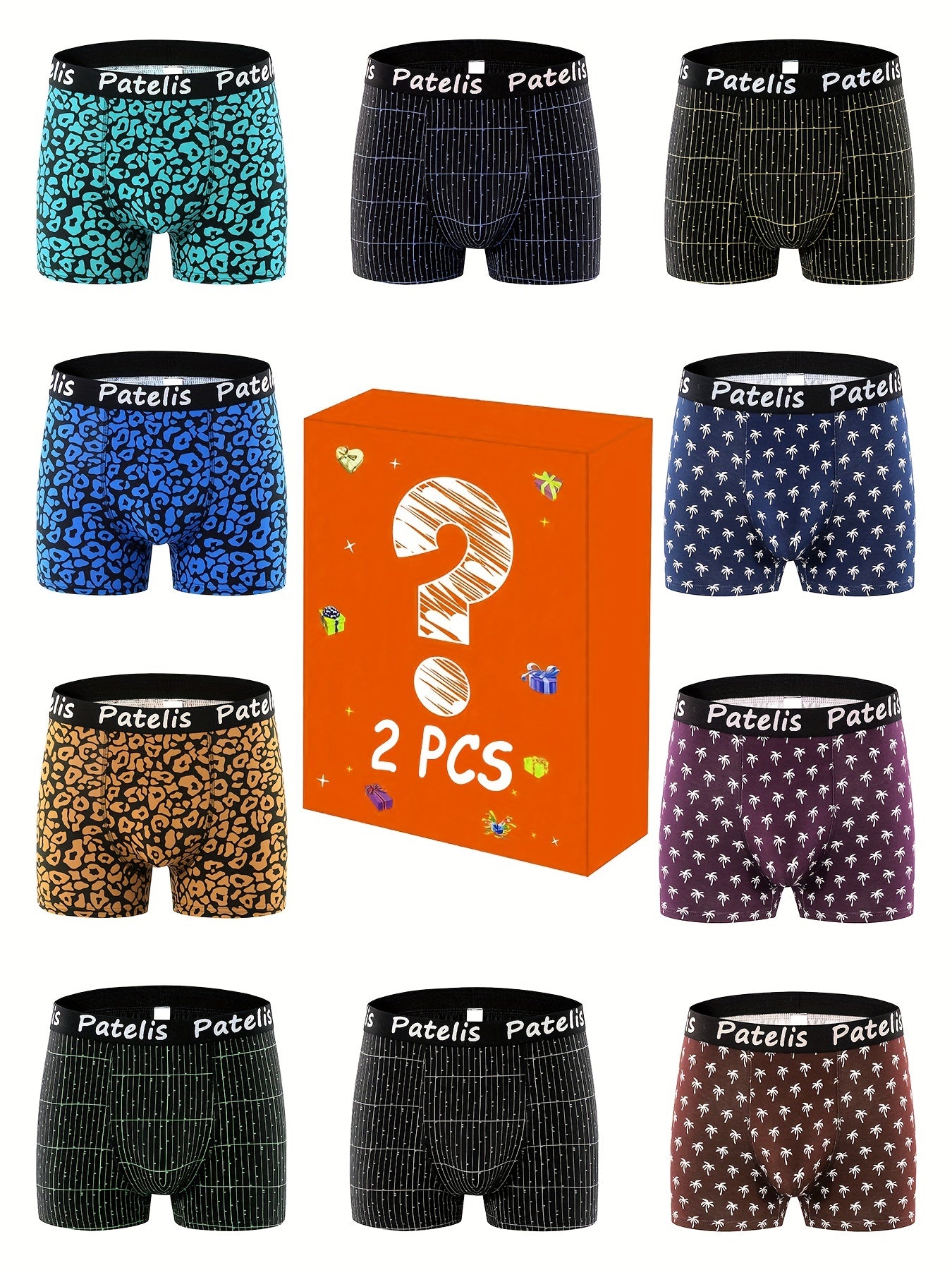 2 \ u002F3 \ u002F5 \ u002F7 \ u002F10pcs Boxer long de style aléatoire pour hommes, boxer respirant confortable à séchage rapide, sous-vêtements graphiques tendance pour hommes, sous-vêtements 95% coton